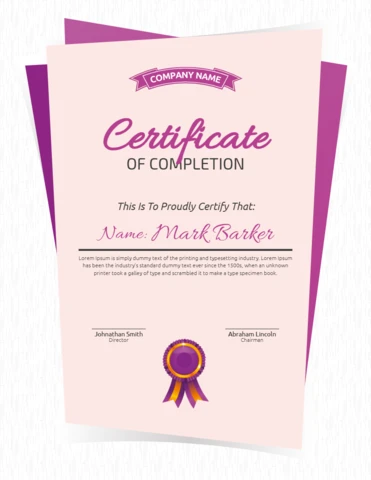 Certificado de finalización de estudios retro púrpura