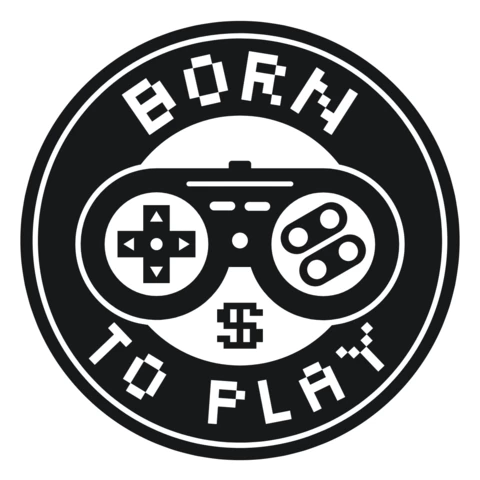 Born to play pixel logo design template negro