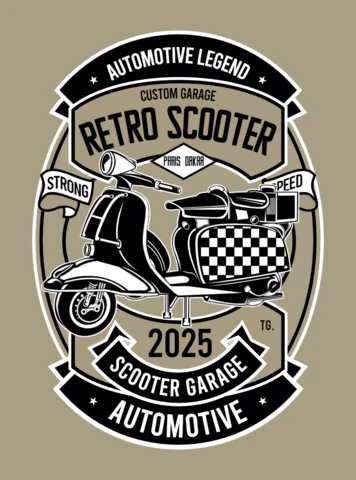 レトロなスクーターのTシャツデザインテンプレート