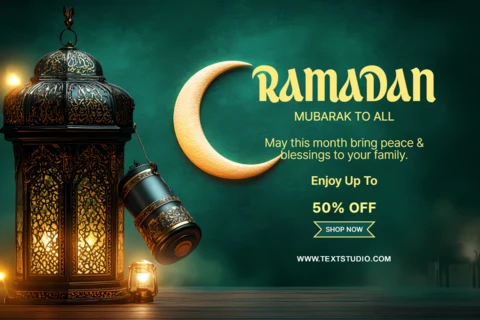 Design elegante de modelo de comemoração do Ramadã com lanterna e lua crescente