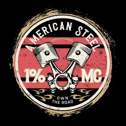 Camiseta vintage de motociclista com design de aço americano