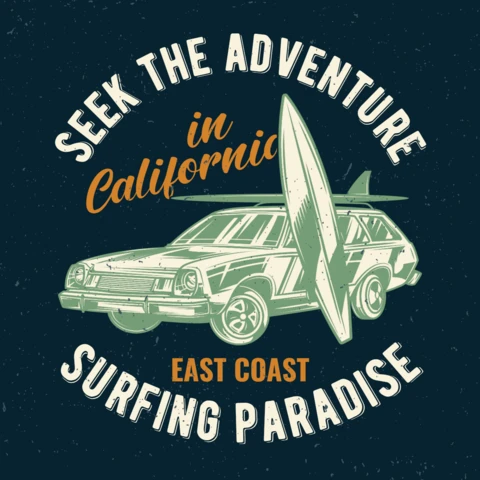 Car And Surfing Boards T-Shirt Design Template