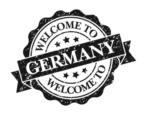 Welcome To Germany Stamp Logo Design Template