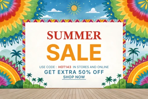 Modèle de conception de vente d'été tropical dynamique pour les promotions
