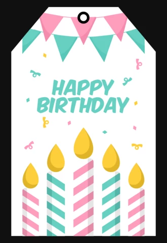 Happy Birthday Party CandlesTag Design Template
