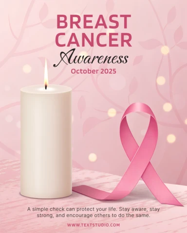 Breast Cancer Awareness Candle and Ribbon Design Template for Posters