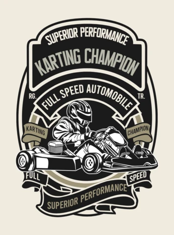 Karting Champion Vintage T-shirt Design Template