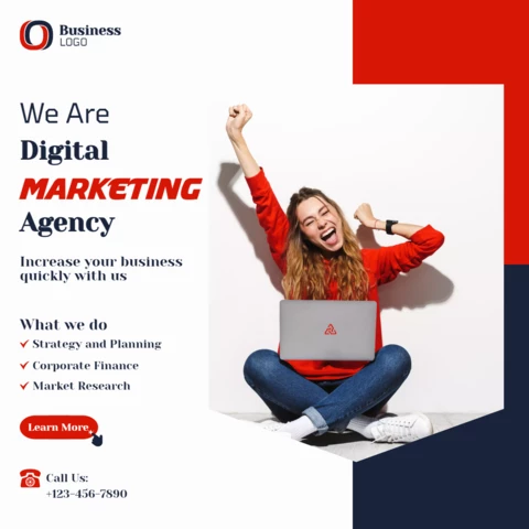 Red Minimalist Digital Marketing Agency Instagram Post