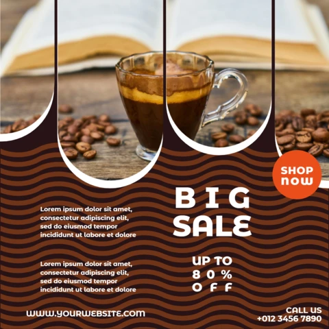 Big Sale Coffee Shop Social Media Post Design Template