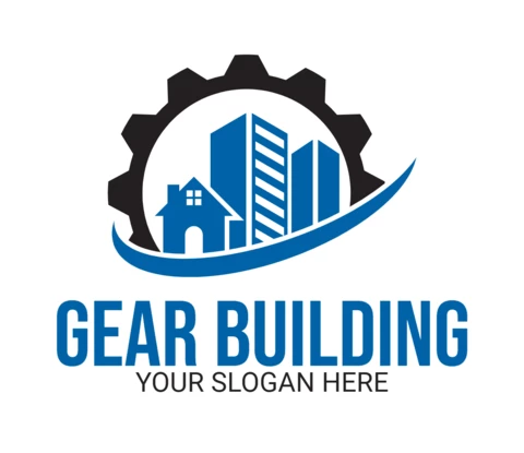 Getriebe gebäude immobilien logo entwurfsvorlage