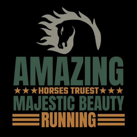 Cavalos incríveis, a verdadeira beleza majestosa em corrida de cavalos, modelo de design de camiseta.