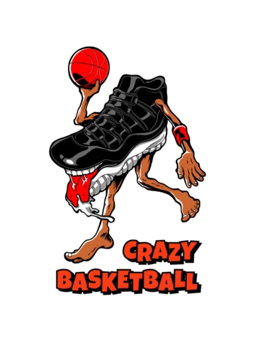 Crazy Basketball Cartoon Mascot Template T-shirt Design