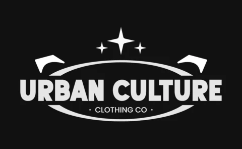 Plantilla de diseño de camiseta de Urban Culture Clothing Co con óvalo audaz y acentos de estrellas y alas.