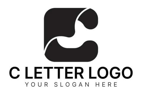 Modello di progettazione del logo aziendale della lettera C nero