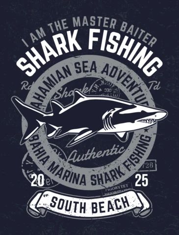 Shark Fishing T-shirt Design Template