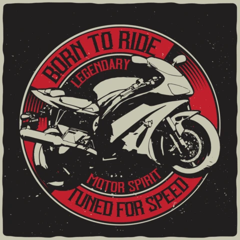 Born To Ride Motorbike T-shirt Design Template