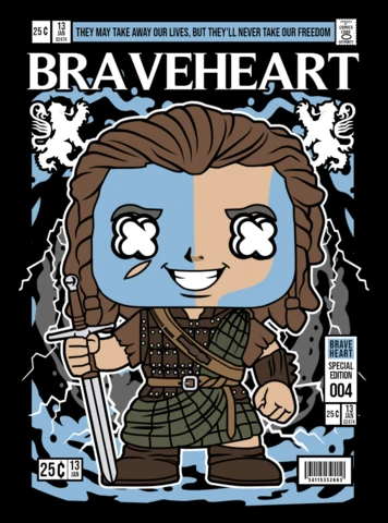 William Wallace Brave Heart Cartoon Character Magazine Cover Design Template