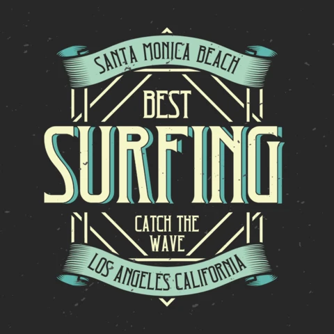 Surfing vintage label design t-shirt design template