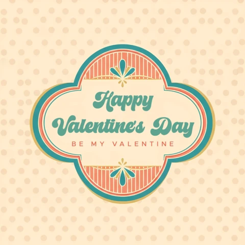 Plantilla de diseño de tarjeta de saludo retro para el día de San Valentín con elementos florales