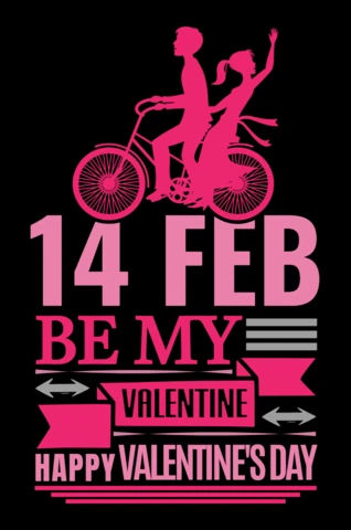 Valentine's Day Love Bike Design Template - Editable Romantic Graphic Style