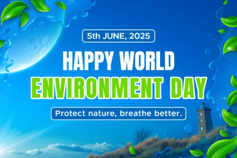 Vibrant Blue Sky Template for World Environment Day Celebration Design