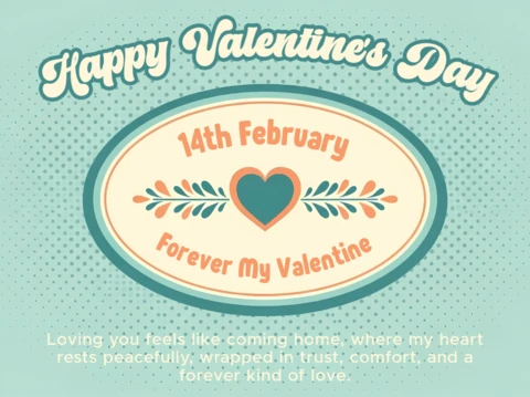 Valentine's Day Retro Design Template for Greeting Cards Featuring Heart Motif