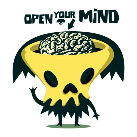 Open Your Mind Skull T-Shirt Design Template