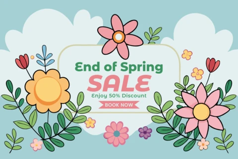 Spring Floral Sale Design Template - Discount Editable Layout