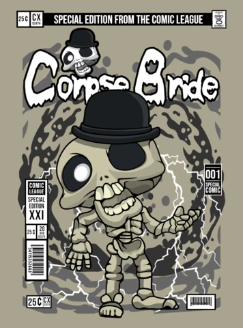 Modèle de conception de couverture de magazine de personnage de dessin animé Corpse Bride