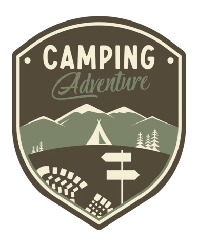 Diseño de plantilla de insignia de camping aventura