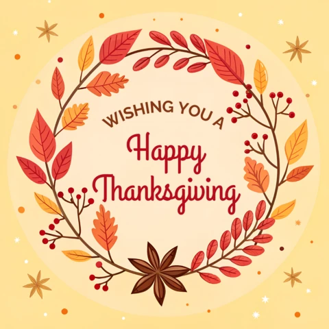 Autumn Leaf Design Template for Thanksgiving Greeting Cards