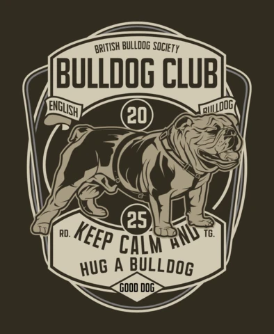 Bulldog Club Retro T-shirt Design Template