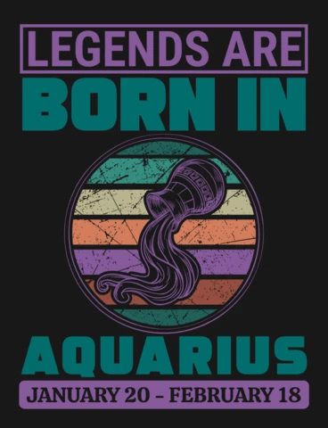 Legend are born in aquarius zodiac sign t-shirt design template