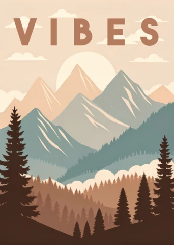 Berg vibes ontwerpsjabloon voor buitenavontuurposters