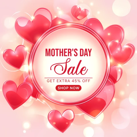 Editable Mother's Day Sale Template with Glowy Heart Design