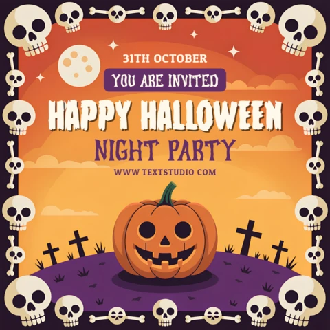 Modelo de convite de festa de Halloween editável com design de abóbora