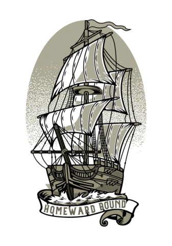 Homeward Bound Ship T-shirt Design Template