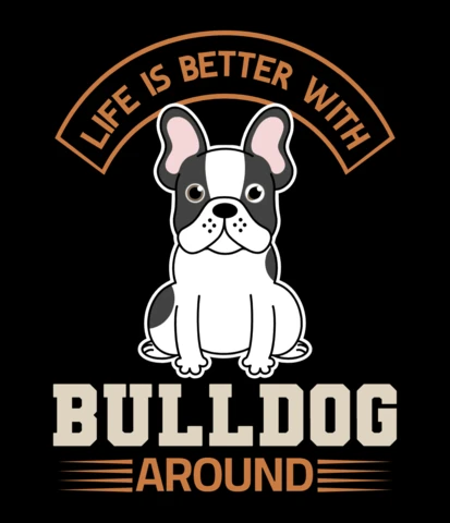 Verspielte Bulldogge Illustration T-Shirt-Design: das Leben ist besser mit Haustieren