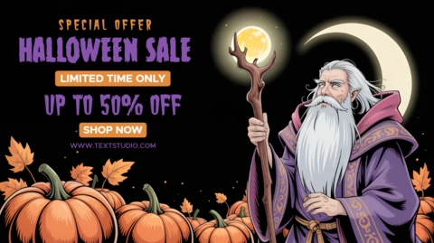 Design del template di vendita di Halloween per stregoni spettrali per volantini promozionali