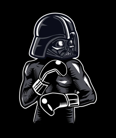 Modèle de conception de t-shirt de personnage de dessin animé de boxeur de Dark Vador