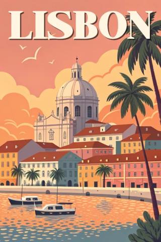 Lisbon Landscape Design Template for Travel Posters