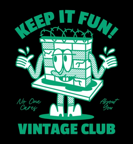 楽しく保ちましょう！考えさせられるメッセージのある quirky ブリックウォールのカートゥーン Tシャツデザインテンプレート
