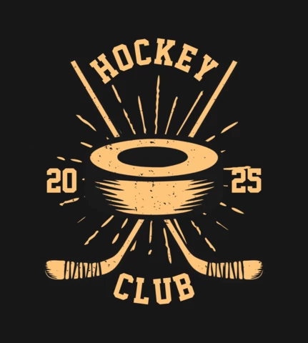 Hockey Puck And Hockey Stick Vintage T-shirt Design Template
