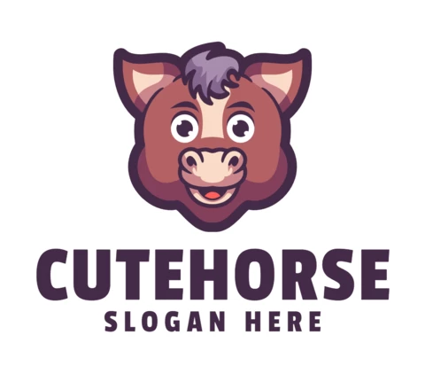 Cute Horse Logo Design Template
