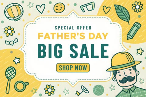 Father's Day Sale Design Template - Fun and Playful Illustrative Style
