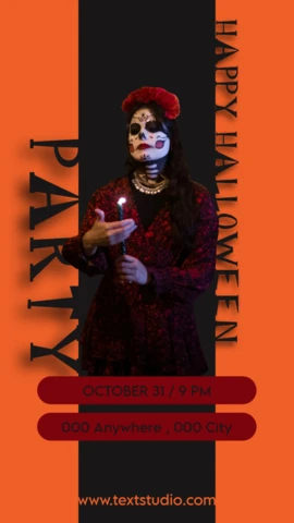 Black Orange Happy Halloween Party Instagram Story