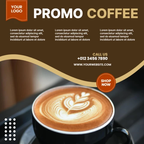 Plantilla de diseño de publicación en redes sociales para promoción de cafeterías