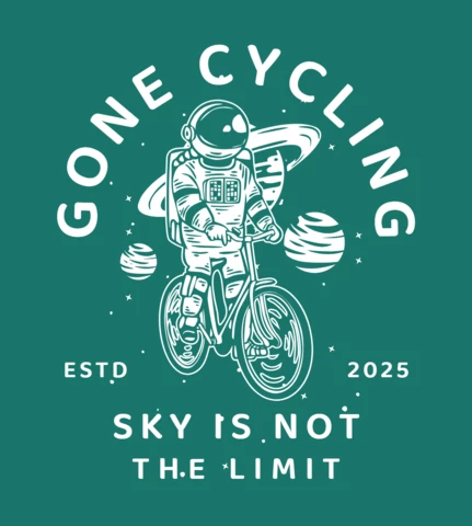 Modèle de conception de t-shirt vintage à vélo astronaute