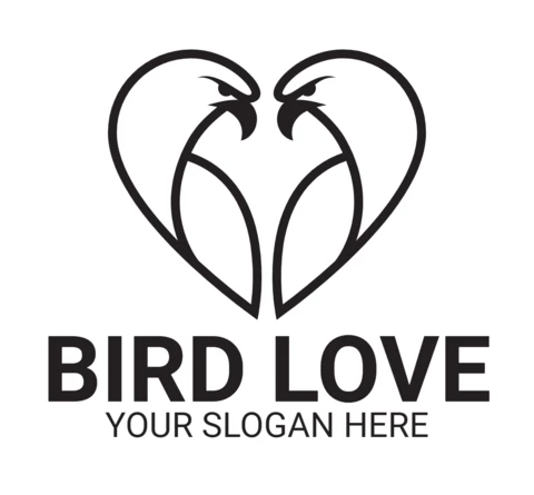 Bird Love Logo Design Template