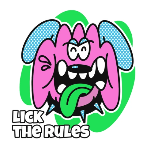 Lick The Rules Rebellious Cartoon Monster T-Shirt Design Template